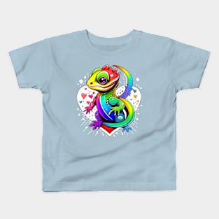 Charming Lizard's Rainbow Heart Explosion Tee Kids T-Shirt